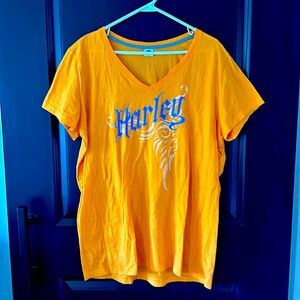 Harley Davidson Orange Tribe V Neck Tee Bourbon Street New Orleans 2012